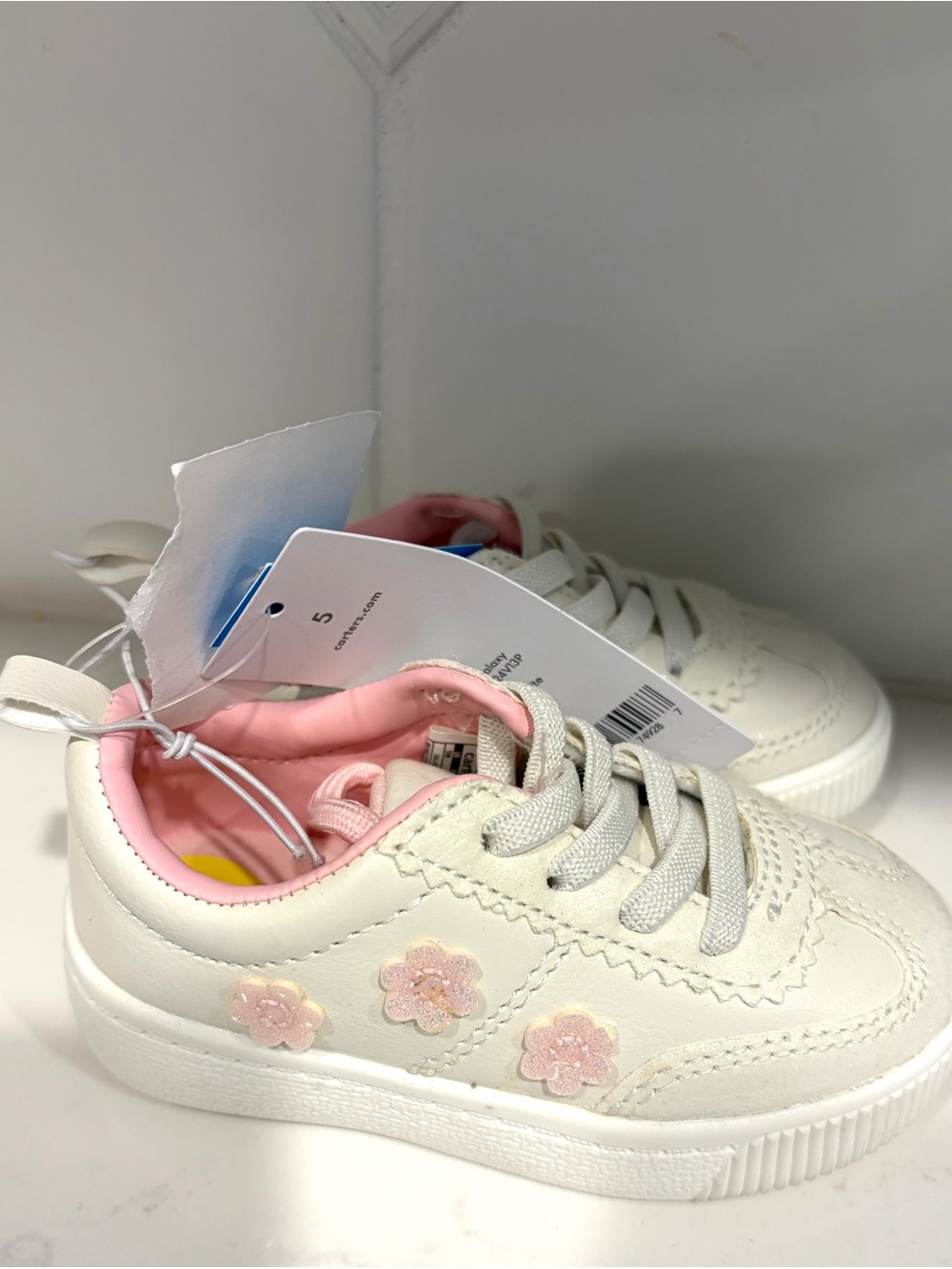 Carter's White Sneakers with Pink Floral Accents